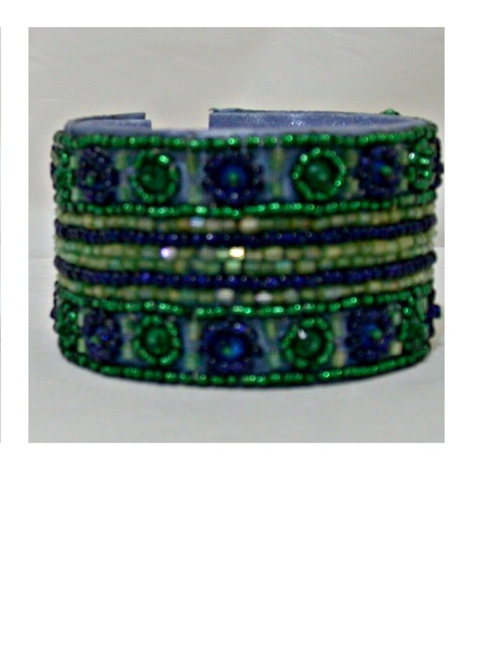 Green-Blue Handmade Hand Beaded Vintage Indian Bangle Bracelets